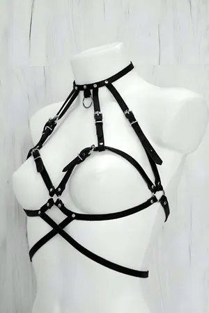 Faux Leather Chest Harness for Women – Adjustable Body Straps