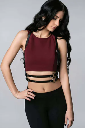 Women's Chest Harness Belt - Faux Leather Fashion Accessory