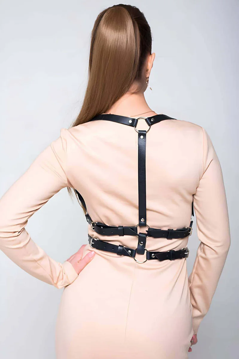 Women's Chest Harness Accessory – Faux Leather Fashion Body Straps