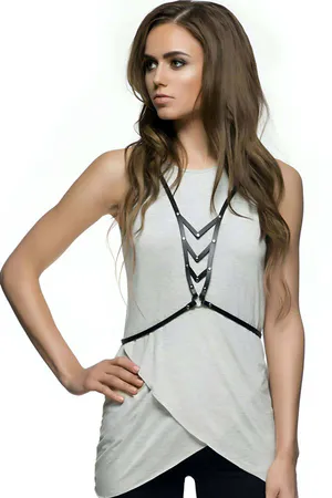 Faux Leather Chest Harness for Women - Stylish Everyday Accessory
