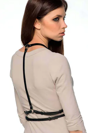 Faux Leather Chest Harness for Women - Adjustable Body Straps