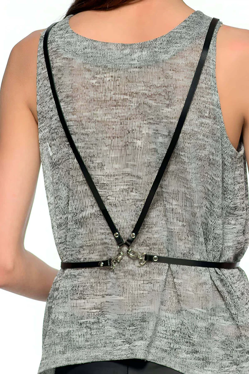 Adjustable Faux Leather Chest Harness - Fashion Body Accessory