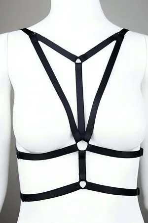 Chest Harness for Women – Adjustable Black Strappy Body Accessory