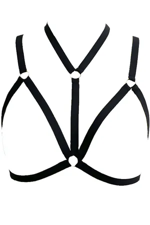 Chest Harness - Adjustable Black Strappy Body Accent Lingerie Top