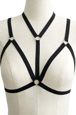 Chest Harness - Adjustable Black Strappy Body Accent Lingerie Top