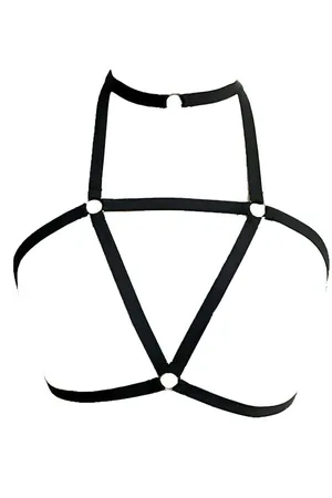 Black Chest Harness with Choker - Adjustable Strappy Lingerie