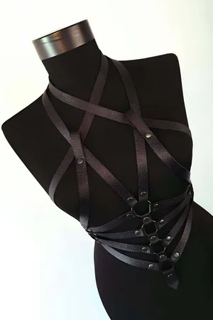 Women's Faux Leather Chest Harness – Adjustable Body Straps