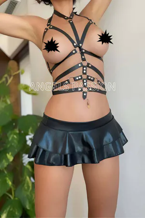 APFT24 Adjustable Faux Leather Chest Harness