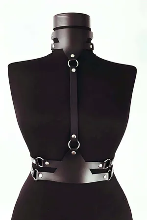 Leather Harness Body Accessory - Adjustable Faux Leather Design