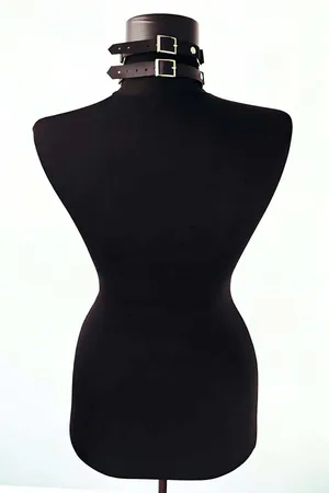 Faux Leather Choker with O-Ring & Studs – Adjustable Wide Design