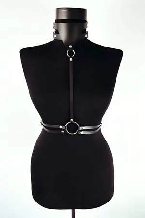 Faux Leather Choker Chest Harness - Adjustable Body Strap