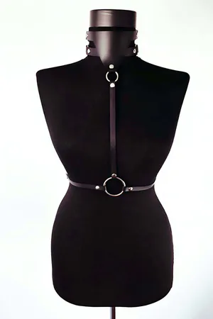Faux Leather Chest Harness Collar Body Strap for Women