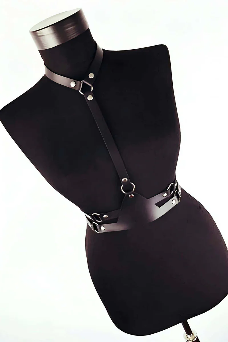 Faux Leather Chest Harness – Adjustable Body Strap Waist Belt