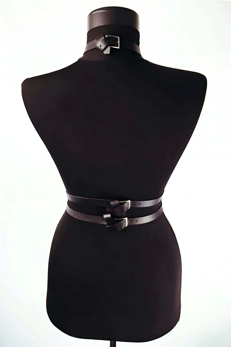 Faux Leather Chest Harness – Adjustable Body Strap Waist Belt