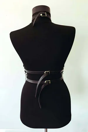 Women's Chain Chest Harness – Adjustable Faux Leather Body Harness