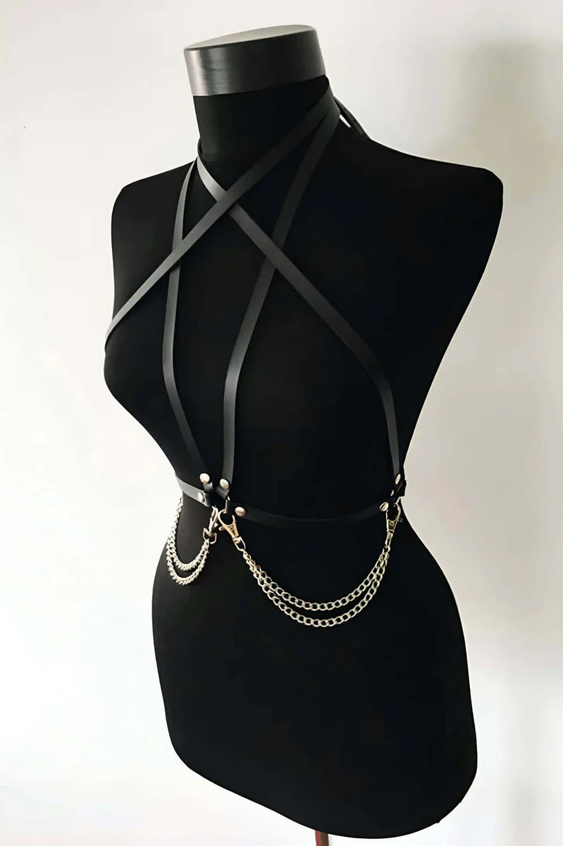 Chest Harness for Women - Faux Leather Adjustable Body Chains