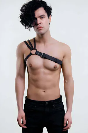 Men's Harness: Asymmetrical Faux Leather Chest Strap Accessory