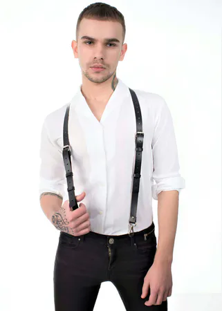 Mens Harness Fashion Accessory – Stylish Black Leather Look