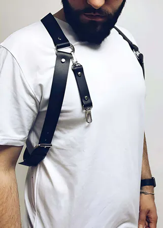 Men's Faux Leather Chest Harness – Adjustable Body Strap