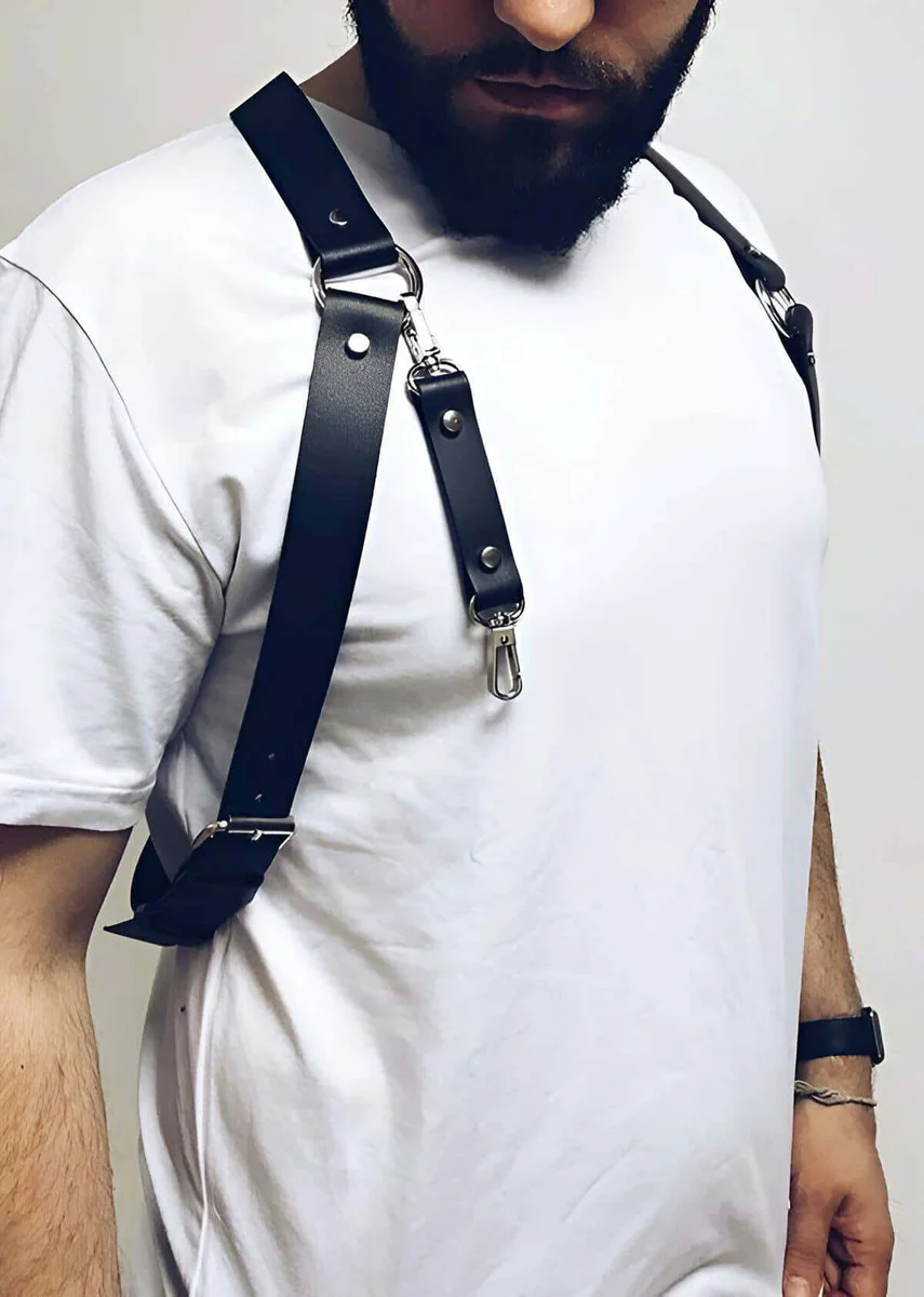 Men's Faux Leather Chest Harness – Adjustable Body Strap