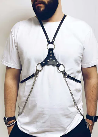 Men's Faux Leather Chest Harness – Adjustable Body Strap