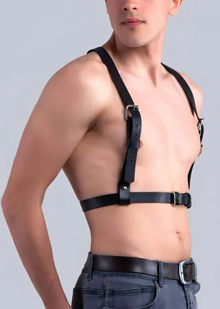 Mens Harness Chest Body Strap – Adjustable Faux Leather