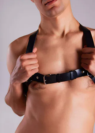 Mens Harness Faux Leather Adjustable Back Body Strap