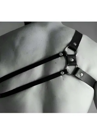 Mens Harness Faux Leather Chest Strap with O-Rings Adjustable
