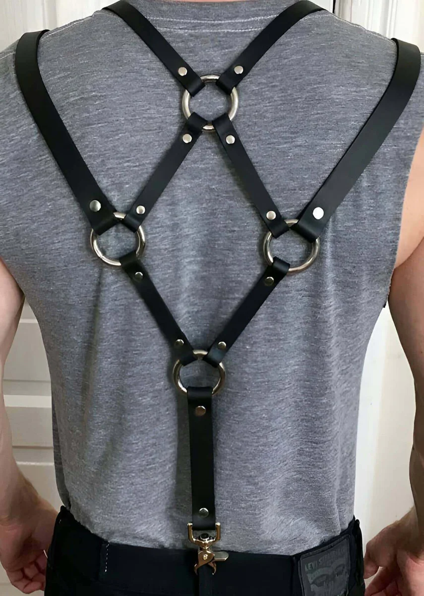 Black Cross Back Harness for Women Rear