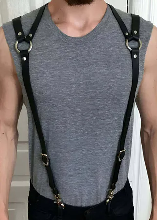 Mens Harness Adjustable Faux Leather Body Chest Straps