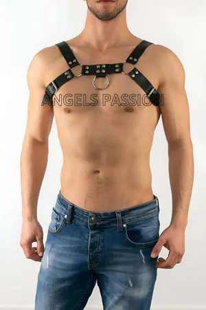 Men's Leather Chest Harness - Adjustable Body Strap Gear