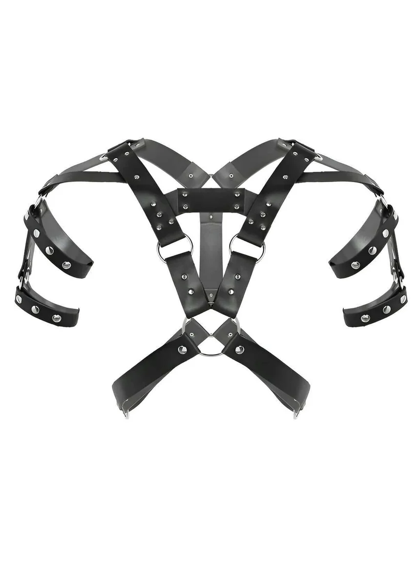 Mens Leather Harness – Adjustable Chest & Shoulder Body Straps