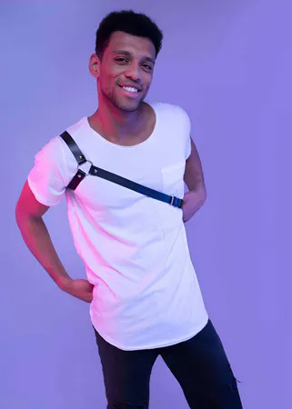 Men's Leather Harness Single Shoulder Body Strap | Bold Accent