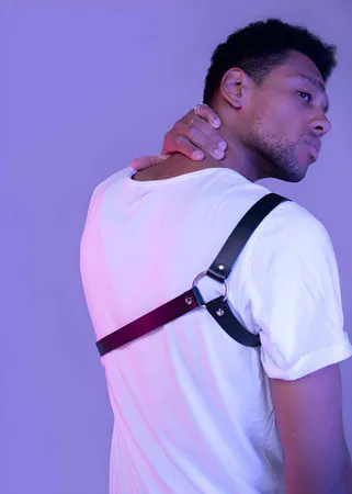 Men's Leather Harness Single Shoulder Body Strap | Bold Accent