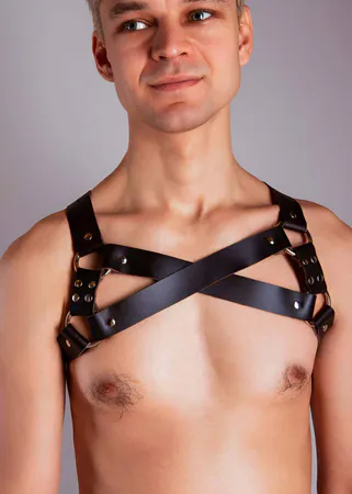 Mens Leather Harness Chest Strap - Adjustable Bodywear for Men