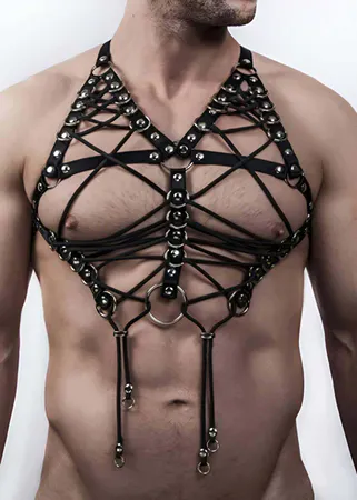 Men's Chest Harness – Studded Strappy Bodywear for Him