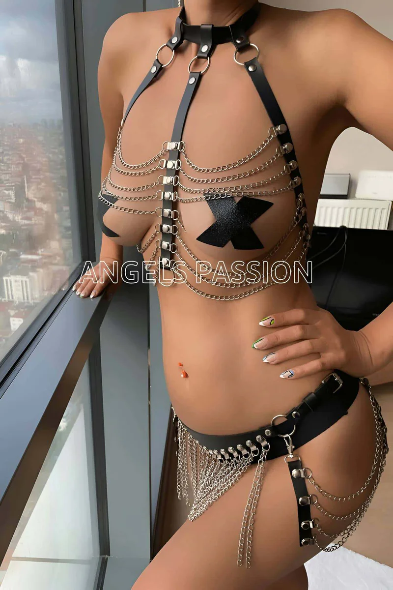 Fringed Faux Leather Waist Sk