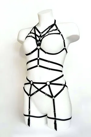 Women's Sexy Body Harness Set with Adjustable Garters
