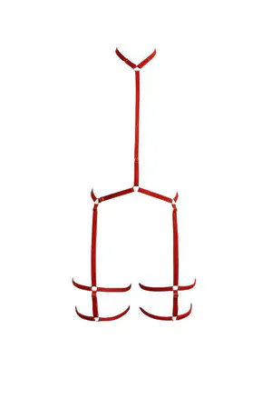 Sexy Red Full Body Harness Lingerie with Garter Straps