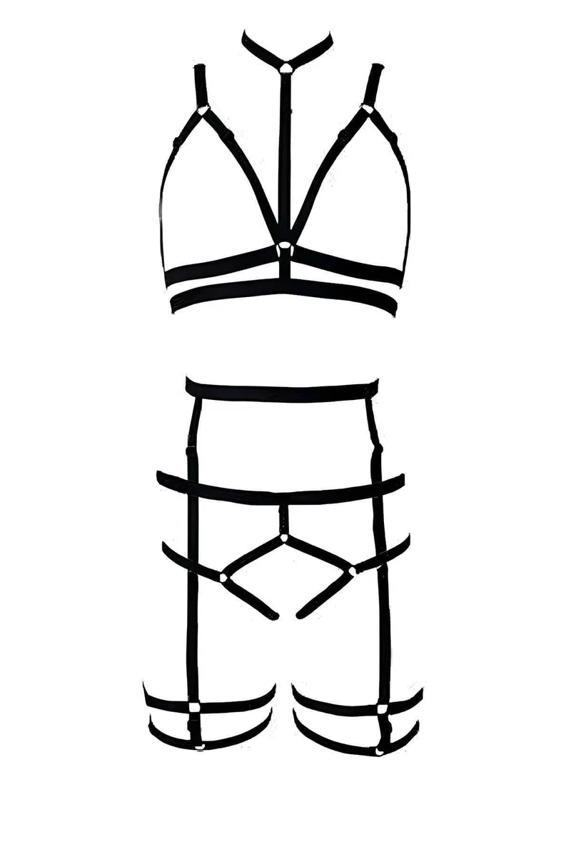 Harness Lingerie Set - Adjustable Strappy Body Garter Lingerie