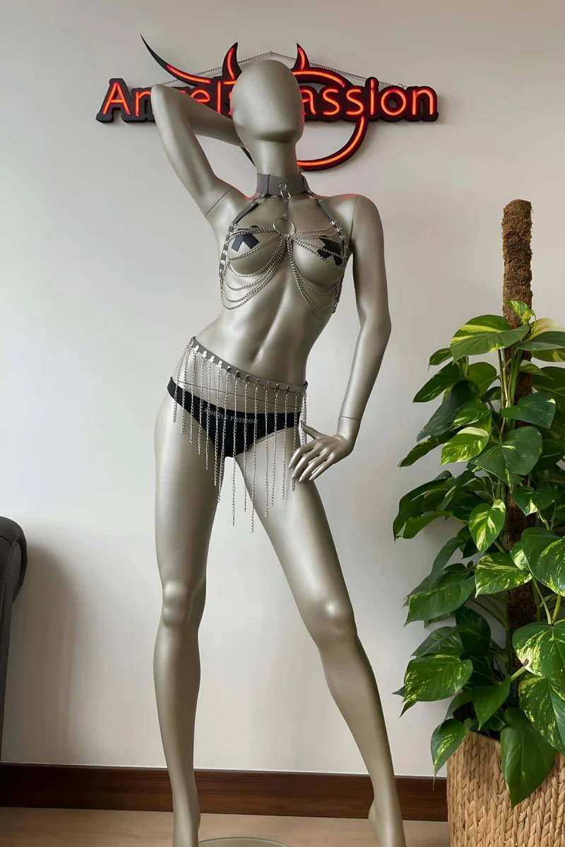 Reflective Harness Set with Body Chains & Chain Skirt