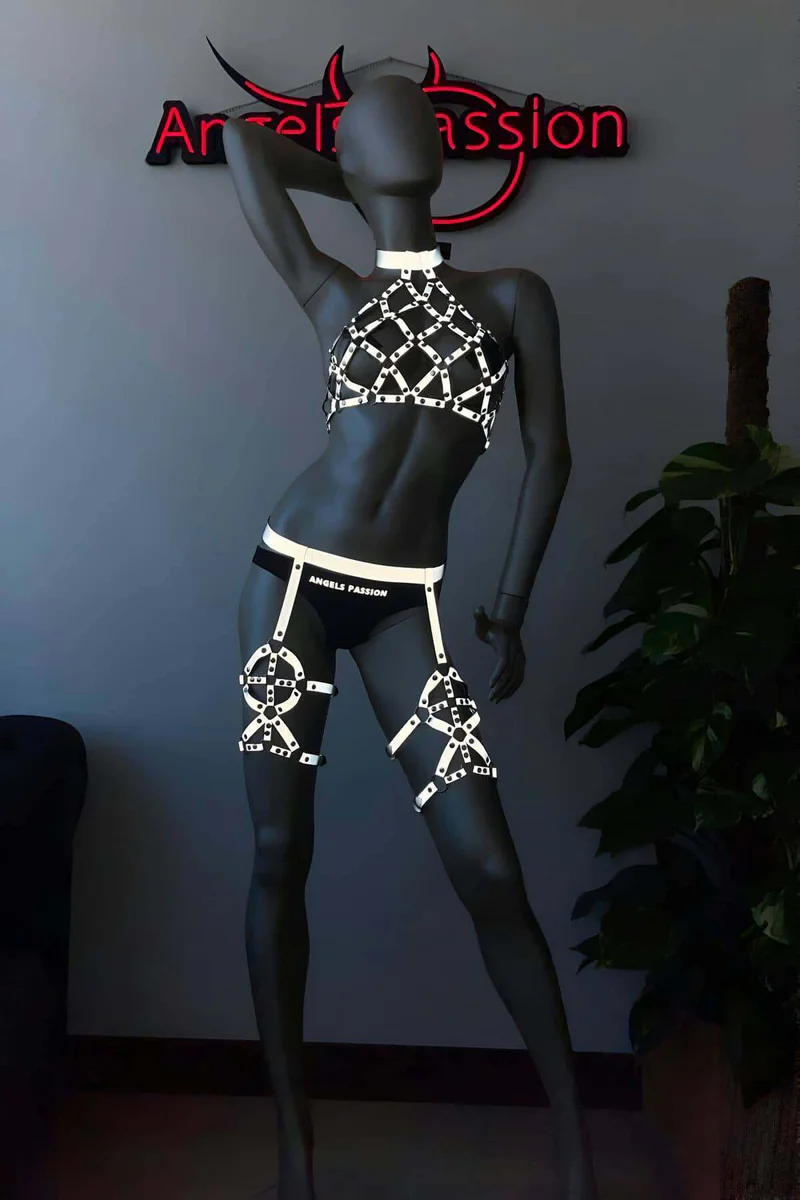 Reflective Harness Set for Women - Luminous Festival Rave Wear