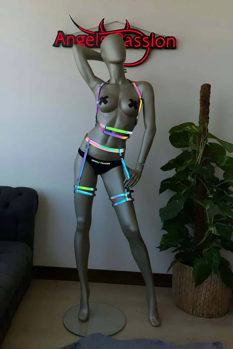 Angels Passion Spectrum Reflective Garter Harness Set