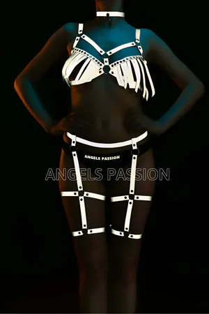 Reflective Harness Set Bra & Garter - Festival Rave Outfit