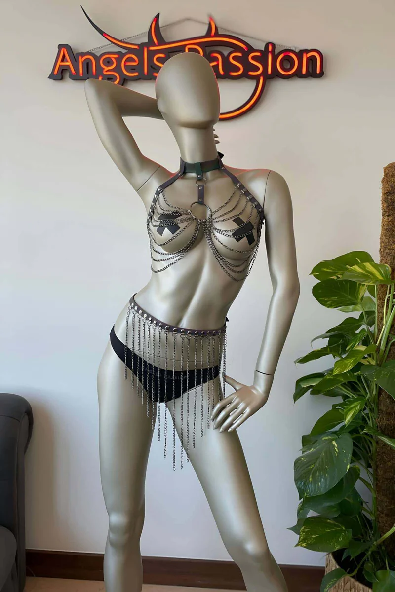 Reflective Harness Bra & Thong Set - Rainbow Rave Outfit