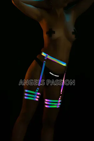 Reflective Leg Harness Set - Iridescent Festival Garter Belt