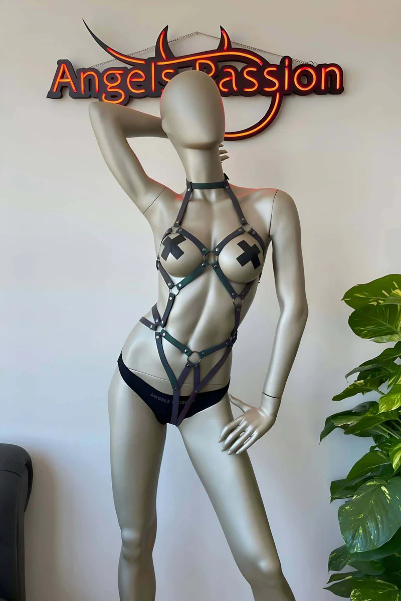 Reflective Body Harness for Festivals - Iridescent Rave Wear
