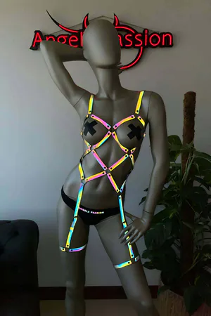 Reflective Body Harness Set - Iridescent Festival & Rave Wear