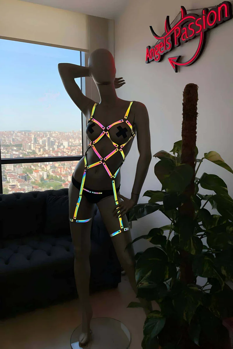 Reflective Body Harness Set - Iridescent Festival & Rave Wear