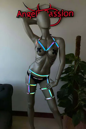 Reflective Harness Rave Outfit - Iridescent Body Garter Set
